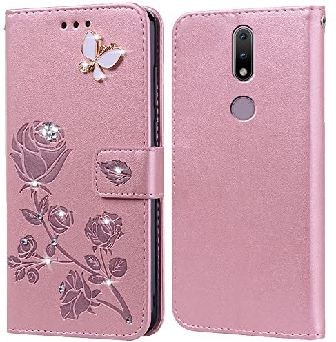 PKQTOP Hülle für Nokia 2.4 Handyhülle,Klappbar Tasche Case,Standfunktion,Kartenfach,Silikon Bumper,Stoßfeste Schutzhülle Cover für Nokia 2.4