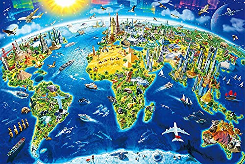 Jigsaw Puzzles for Adults 1000 Pieces, Upgraded Version 27.56 x 19.7 Inch World Landmarks Educational Games Brain Challenge Puzzles for Adult Kids