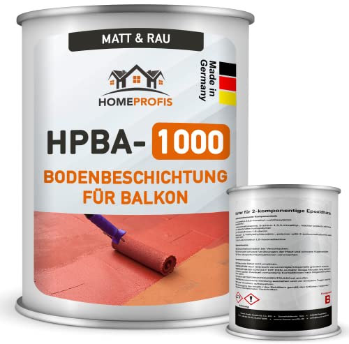 Home Profis® matter Balkonboden rutschfest (50m²) | 30 Farben | Beton, Estrich & Fliesen | Flüssigkunststoff Bodenfarbe Außen | 2K Epoxidharz Bodenbeschichtung | RAL 7001 Silbergrau | HPBA-1000