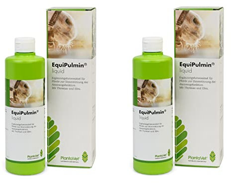 PlantaVet EquiPulmin Liquid | Doppelpack | 2 x 500 ml | Ergänzungsfuttermittel für Pferde | Zur Unterstützung der Atemwegsfunktion | Mit Efeu- und Thymianextrakt | Mit Dextrose