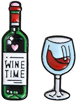 Donne Boemia bicchiere di vino bottiglia spilla spille smalto pin panno cappello accessori chic elegante e popolare