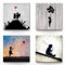 Banksy Bilder 4-er Set als Leinwandbilder. Jedes Bilderset-G Wandbild ist 50x50cm groß und Aufhängefertig zum Dekorieren. Banksy Graffiti Kunst für die 4 Wände. Ideal auch zum verschenken