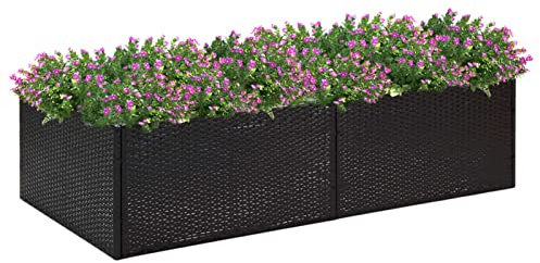 ZEYUAN Jardinière Noir 157x80x40 cm Résine tressée,Jardiniere sur Pieds,Jardiniere Terrasse