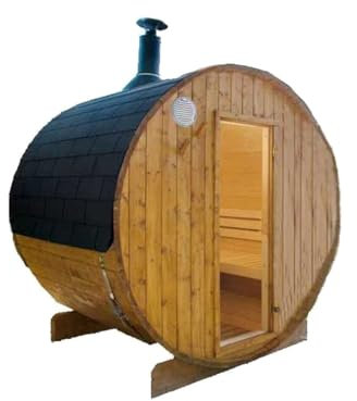 Sauna al aire libre tipo barril Harvia con estufa de leña 220 cm (L) x 220 cm (diámetro)