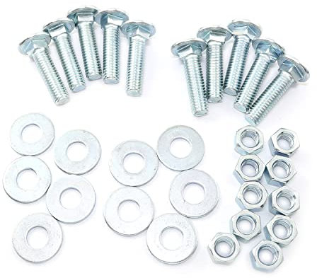 Pro Bamboo Kitchen Lot de 10 boulons de carrosserie 3/8-16 x 1-1/2 avec écrous hexagonaux 3/8-16 et rondelles plates SAE, boulons à tête ronde à col carré