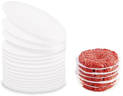 WUDQIJI Antihaft Burgerpapier ca.500 Stück Ø 11 cm Rund Pergament Papier Burger Papier Backpapier für Burgerpresse Antihaft Backpapier Antihaftpapier für Patties für Burgerpresse(Weiß)