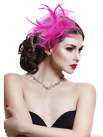 SJTJSPX Chapeau Bibi de Mariage Femme Fille Fascinator Chapeau Maille Bandeau avec Pince à Cheveux Vintage Elégant Serre Tête Chapeau Nuptiale Mariée Tea Party Cocktail Photographie Soirée Fête