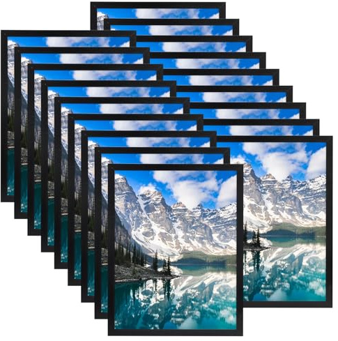 Hoikwo Multi-Bilderrahmen-Set für Familienfotos, Kunstwerke, geringes Gewicht, 21,6 x 27,9 cm, für Wandbehang und Tisch, stilvolle Geschenk-Bilderrahmen, 18 Packungen, 21,6 x 27,9 cm, Schwarz
