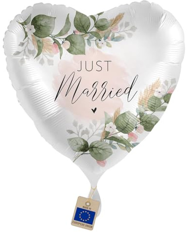 Folienballon Just Married Hochzeit Herzballon Natur Rosa | Liebe zur Hochzeit, Geschenk Brautpaar, Luftballon Hochzeitsdeko, Ballon Hochzeit Deko