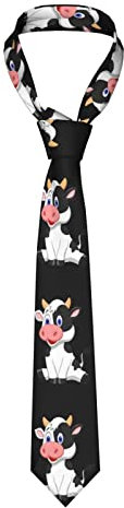 GQWJKSZ Krawatte mit niedlichem Baby-Kuh-Cartoon-Motiv, schmale Krawatte für Jungen, bedruckt, lustig, für Hochzeiten, Tänze, Partys