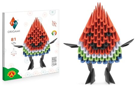 Origami 3D - Schöne 3D Papierskulptur mit patentierten Bauteilen und verständlicher Bauanleitung, ab 8 Jahre (Wassermelone)