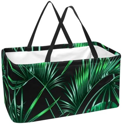 Panier à provisions réutilisable avec feuilles de palmier et feuilles de jungle, panier à linge, sac fourre-tout pour pique-nique, courses