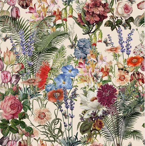 SOEWIOU Blumentapete, 44,5 x 300 cm, dicke Tapete zum Abziehen und Aufkleben, Blumenblätter, Vinyl, selbstklebende Tapete für Zuhause, Schlafzimmer, Schränke und Küche