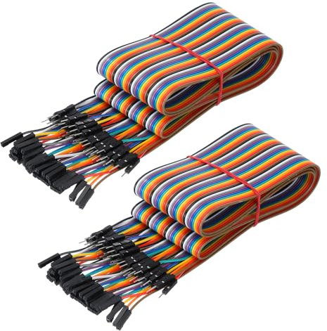 sourcing map Male to Female 40Pin Breadboard Jumper Wire 2.54mm Pitch Ribbon Cable 100cm Long Electronics Breadboard Ribbon Cables for Breadboard Electronic Projects Pack of 1