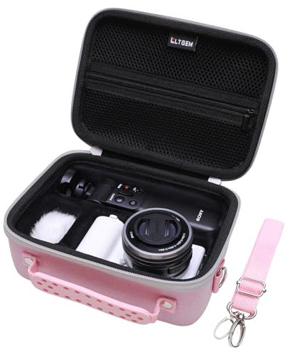L LTGEM Hard Case for Sony Alpha ZV-E10 / ZV E10L Vlog Camera Kit - Portable Travel Bag (Case Only) - Pink