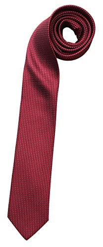 OLYMP Krawatte slim 6,5 cm breit aus reiner Seide Fleckabweisend Muster rot
