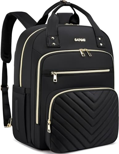 CAFELE Sac à dos d'ordinateur portable de 17,3 pouces pour les femmes, sac à dos noir de voyage imperméable, infirmière de professeur d'affaires, sac d'ordinateur