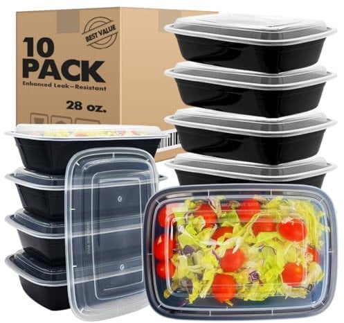 XpressPak Meal Prep Containers Reusable - [10 Pack] - (28 Oz) - Food Containers, Food Storage Containers, Polypropylene (PP) - BPA Free - Lunch Boxes, Freezer Storage Boxes