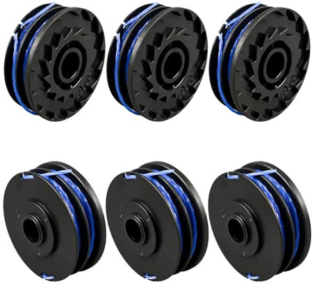Lot de 6 bobines RAC123 pour débroussailleuse Ryobi - 1,5 mm - 8,3 m - Compatible avec Ryobi RLT4027, RLT4125, RLT5027, RLT6030, RLT5127, RLT6130-5132002670