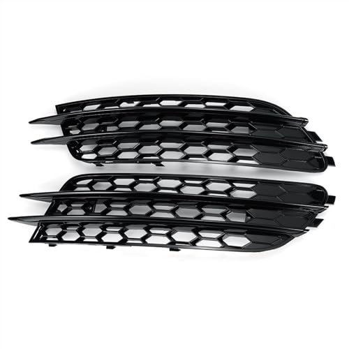 SAWILI 2 Stück Auto-Nebelscheinwerfer-Kühlergrill-Abdeckungsverkleidung, for Audi, for A6 C7 Limousine 2012–2015, A6 C7 Nebelscheinwerfer-Grill, Chrom, schwarzes ABS Stoßstangen-Nebelscheinwerfergitte
