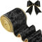 Riceshoot Samtband mit Draht, 10,2 cm, 9,1 m breit, mit Draht und Goldrand, für Halloween, Geschenkbox, Bastelarbeiten, Schwarz