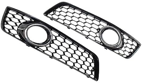 LHyfA Auto Rejilla Delantera para Audi A3 8P 2009-2013 8P0807681D 8P0807682D,Cubierta De Luz Antiniebla del Parachoques Delantero del Coche para Luz Rejilla,B-Black