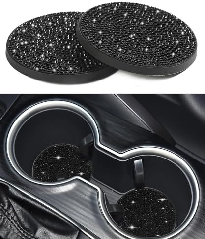 Flaconi 2PCS Car Coasters, Car Cup Holder Insert, Black