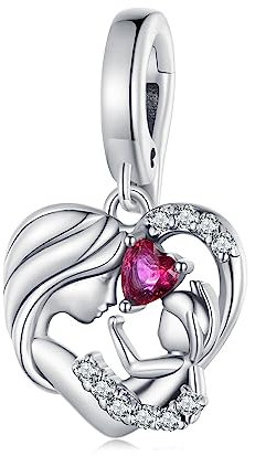 NINGAN 925 Sterling Silber Charme Mutter Kind Umarmung Anhänger kompatibel mit Frauen Armband Perle Charme, Familienfreund Mutter Geburtstagsgeschenk