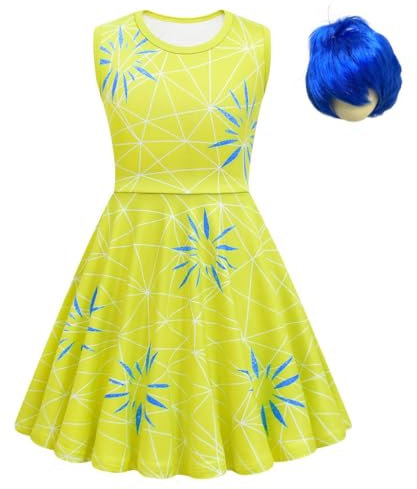 Lito Angels Joy Fancy Dress Up Costume Clothes Summer Outfit with Hair Wig for Kids Girls Size 11-12 Years