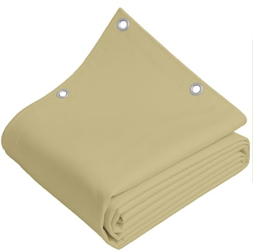 TELOMERITI® - Bâche en PVC 650 g/m² avec œillets en aluminium, renforcé, type camion, imperméable, couvre-tout extérieur, différentes couleurs, fabriquée en Italie (ivoire foncé, 3 x 8 mètres (24 m²)
