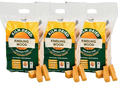 Comfort Flame Alder Kindling Wood - 3 X Premium Firewood for Open Fires, Log Burners, Fire Pits, 6L