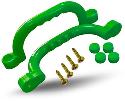 Spielturmking® Handgriffe Spielturm - Wetterfeste Sicherheitsgriffe mit Griffmulden, Robuste Griffe Spielturm, Haltegriffe Spielturm, Klettergriffe Kinder Indoor & Outdoor (Grün, 2er Pack)