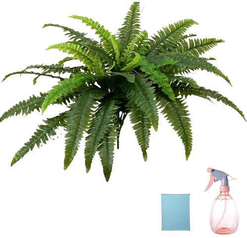 Vgpbphj Helecho de Boston artificial realista resistente a los rayos UV, helecho de seda colgante realista para macetas al aire libre, helechos artificiales grandes para decoración del hogar y la