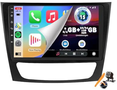 Y200s,YLOXFW Autoradio Android 15.0 Navi 2 DIN Stereo für W211 E/CLS-Class W219 2002-2010 Sat GPS Navigation 9 Zoll Cartablet DVD Multimedia Player FM BT mit Carplay 4G 5G WiFi DSP SWC
