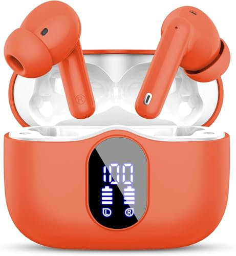 Bluetooth Kopfhörer, Kopfhörer Kabellos Bluetooth 5.4 Sport In Ear Kopfhörer mit 4 Mikrofon, 40 std Spielzeit, LED-Anzeige, ENC Lärmreduzierung, Tiefer Bass Ohrhörer für Arbeit und Studium
