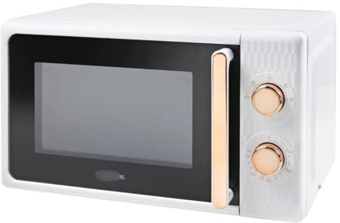 Honeycomb White Rose Gold Microwave - Features: 4 Power Settings And Defrost Function - 35 Minute Timer - Easy To Use Dial - Easy To Clean Glass Turn Table - Stylish Addition To Your Kitchen