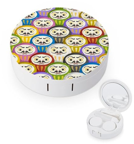 fkgvwo Contact Lens Container Yellow Red Tumbler Travel Contact Lens Box with Mirror Tweezers Solution Bottle