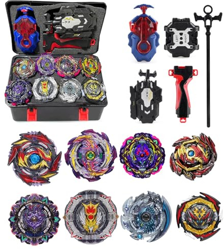Gkopune 12Pcs Toupie Turbo, De Gyroscopes 4D Set Lanceurs, Cadeaux pour Enfants,Black