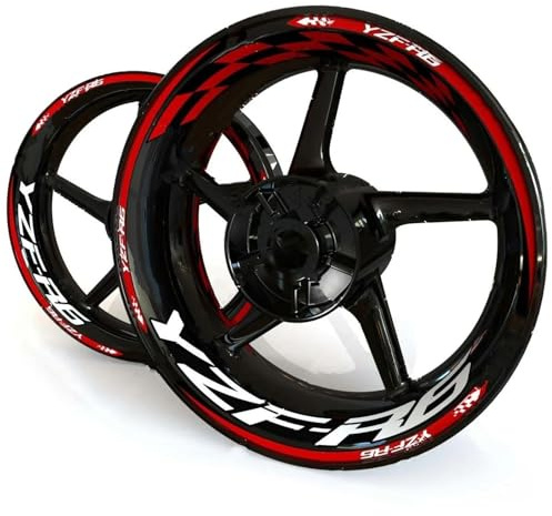 Felgenr Sticker Felgenaufkleber Für Yamaha YZFR6 YZF-R6 YZF R6: Reflektierende Felgenstreifen Und Nabenaufkleber Motorrad Felgen Aufkleber Komplett(Rot)