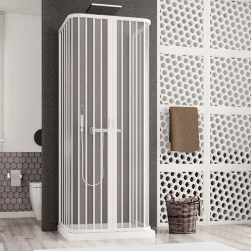 Made in Italy Box Doccia a Soffietto 3 Lati, Apertura Centrale, 70x70x70 cm riducibile, Altezza 185 cm