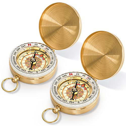 Tebery Kompass, Wasserdichter Messing Kompass,Portable Taschenuhr Kompass,Taschenkompass,Marschkompass,Sprungdeckel Compass Für Camping, Wandern