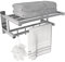 Eridanus Bathroom Towel Rack with Sliding Hooks, Wall-Mounted Towel Rail Stainless Steel Towel Holder with Dual Row Towel Shelf, Hotel Style Shower Shelf Organizer, Chrome - 40 cm Long