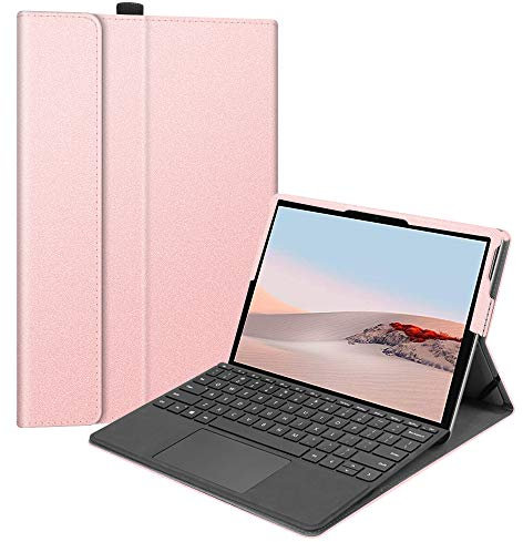 Fintie Hülle für Microsoft Surface Go 4/3/ 2/1 (2023 2021 2020 2018) 10 Zoll Tablet, Multi-Sichtwinkel Schutzhülle, Type Cover Kompatibel, Roségold
