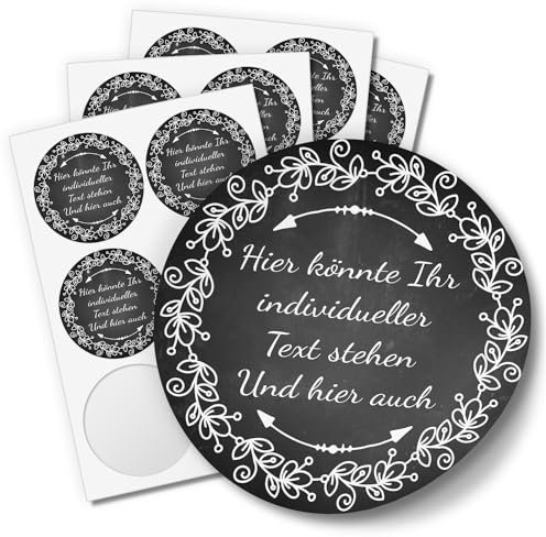 24 PERSONALISIERTE runde Etiketten mit Motiv: Tafel Look schwarz weiss edel - Ihre Aufkleber online selbst gestaltet, ganz individuell