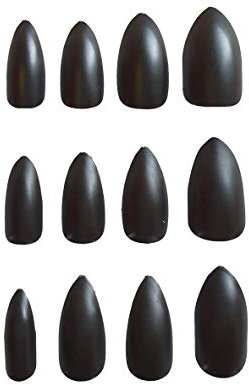 Fat-catz-copy-catz 24x Full Coverage Smooth Matte Stiletto pointed False Fake salon Nails Makeup (24x Matte Black Nails)