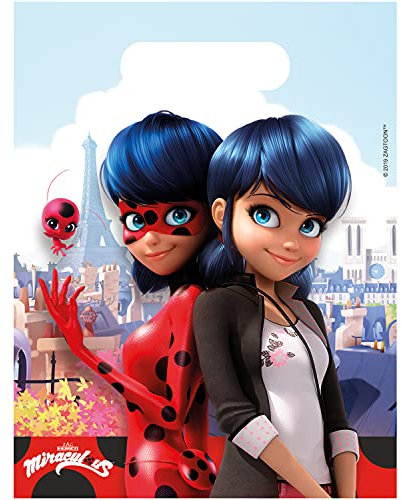 Procos 91348 - Party-Bags Miracolous Ladybug, Kindergeburtstag, Mitgebe-Taschen, Tüten