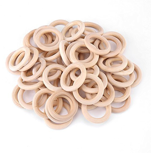 Yosoo Health Gear Holzring 50mm Naturholzringe, 50 Stück Holzringe Makramee, Unvollendete Holzkreise zum Basteln DIY Schmuck Machen, Wooden Ring, Holzringe 50 St. 50mm