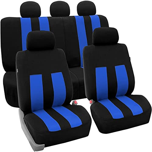 akhan SB612 - Sitzbezug Set, für Fahrzeuge mit oder ohne Seitenairbag, Schwarz, Blau
