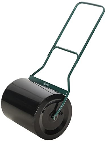Outsunny 60L φ50cm Steel Garden Lawn Roller Push Pull w/Fillable Cylinder Water Sand Plug Lawn Flatten Seed Sow Rolling Drum w/Handle