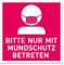 2x Aufkleber - BITTE NUR MIT MUNDSCHUTZ BETRETEN | Maskenpflicht, Atemschutz, Hinweis, Warnung | Made in Germany (Magenta)